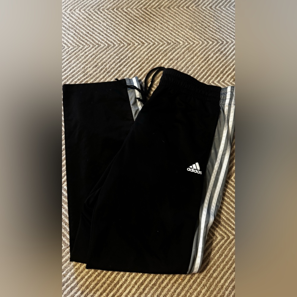 Adidas Kids Black Joggers with Gray Stripes